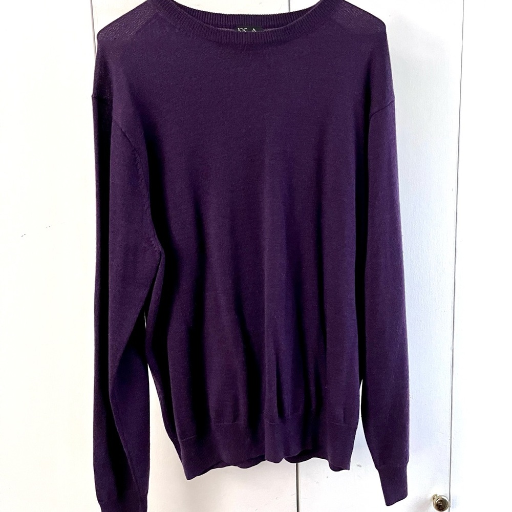 Purple (plum) wool/acrylic Jos. A. Bank crew neck sweater.